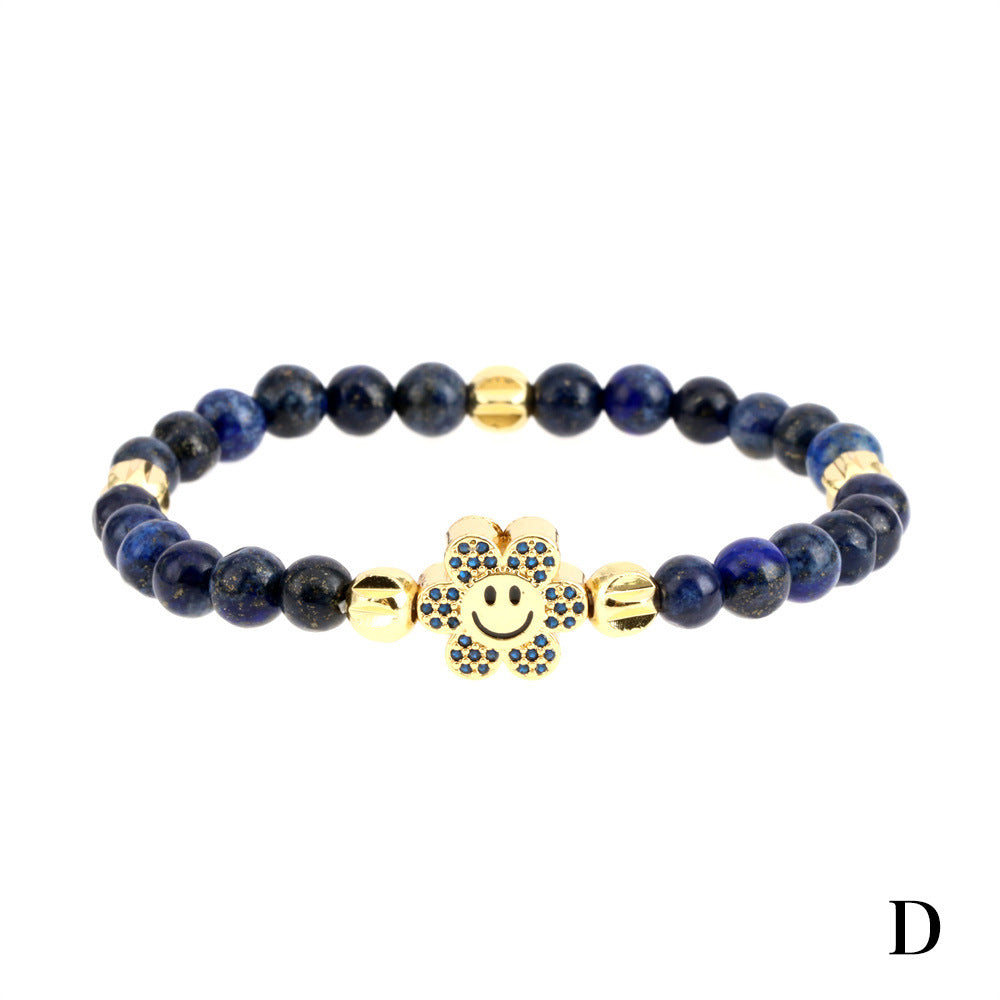 Joyas al por mayor Pulsera de cobre con diamantes sonrientes de girasol